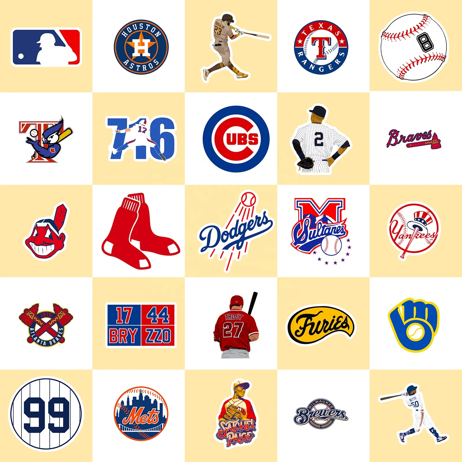 50pcs Baseball League Stickers, Cute, Waterproof for Laptops,  bottles,  Luggage, Cars,  Gift Favors & Decor, T01040499