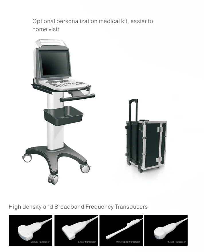 Trolley Portable Full Digital B&W Ultrasound Machine Handheld Ultrasound Scanner MSLPU46