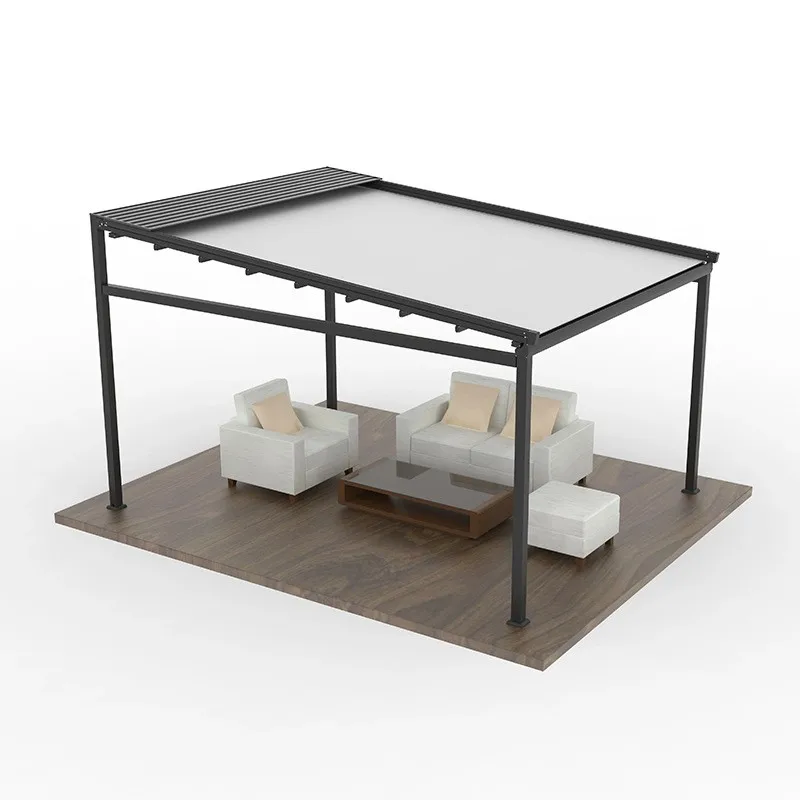 Pull Down Screen Aluminium 3*6m Rectangular Louvered Pergola Gazebo  Aluminum Louvered Outdoor Pergola Sun Shade
