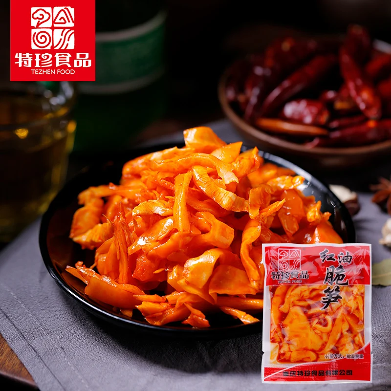 10 кг в коробке бамбуковая стреляющая китайская небольшая упаковка мгновенные закуски оптом острые красные масла Хрустящие бамбуковые стрельбы