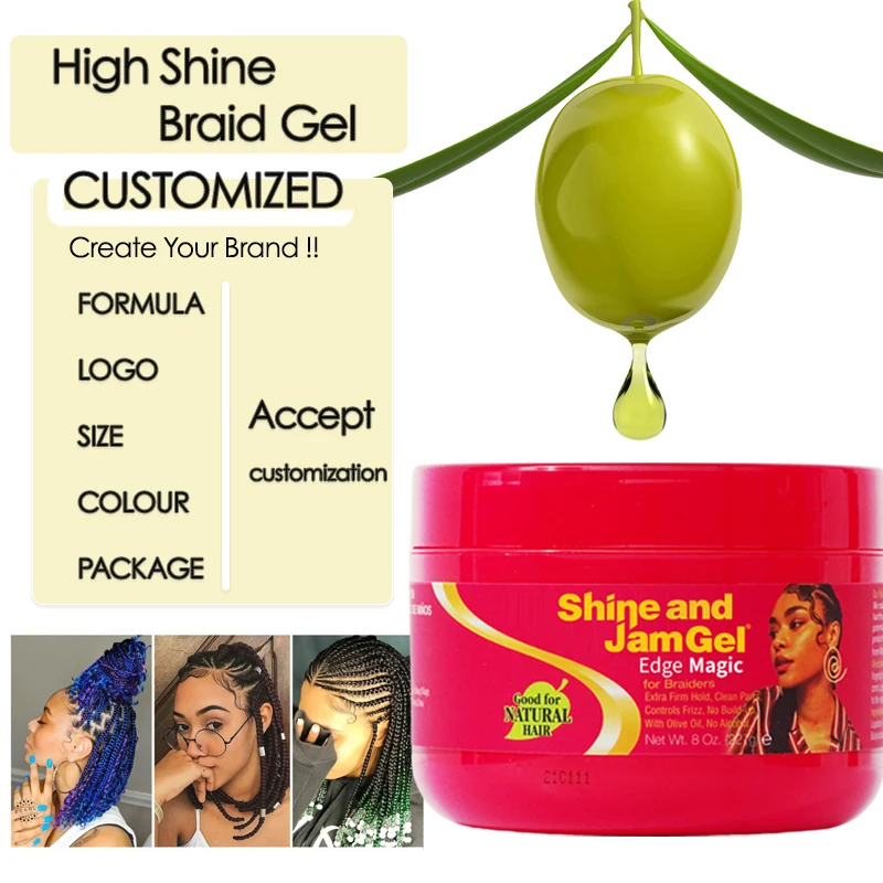 New Arrivals Vegan Red Shine And Jam 16 oz Wholesale Shine Brainding Gel For Curly Wavy Natural Hair