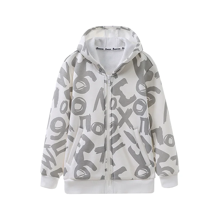 
China Manufacturer Custom Graffiti-Covered Fleece Hooded Winter Jacket Coats Unisex 