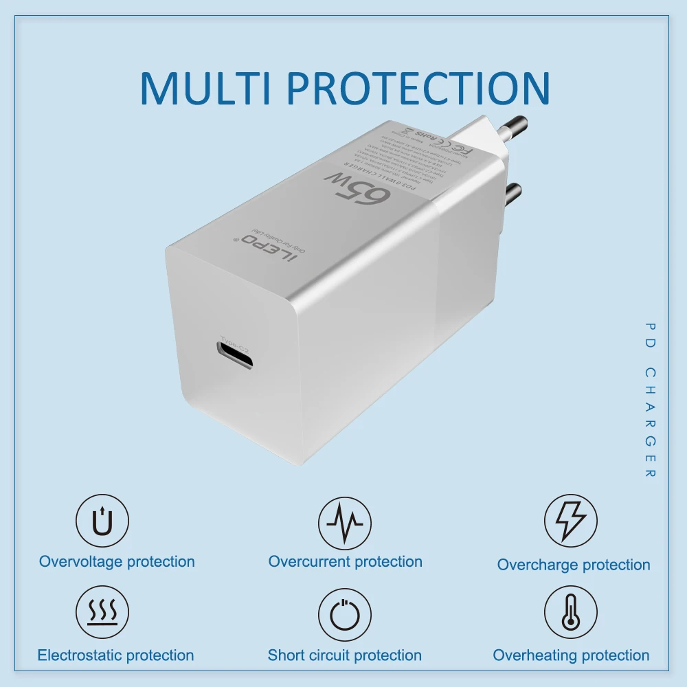 Универсальный USB C QC3.0 PD стандарт Великобритании штепсельная вилка 3 Pin настенный Быстрый 65W GAN мобильный телефон адаптер зарядное устройство с Type