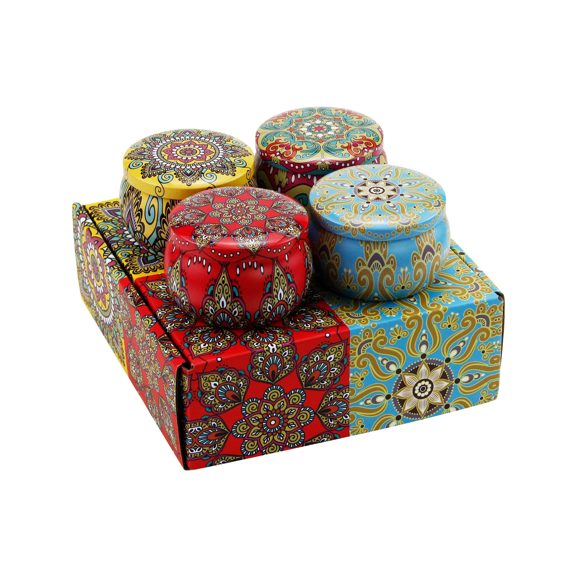 more then 100 designs for choice ! ready to ship 4.4 oz metal tin holder candle vessels with lid