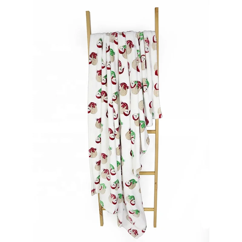 Merry Christmas style printed plush luxury supersoft blanket printed flannel fleece blanket for bedroom