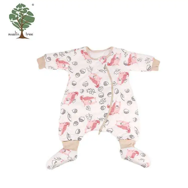 Muslin Tree 100% Cotton Breathable Winter Newborn Baby Wrap Baby Sleeping Bag With Feet