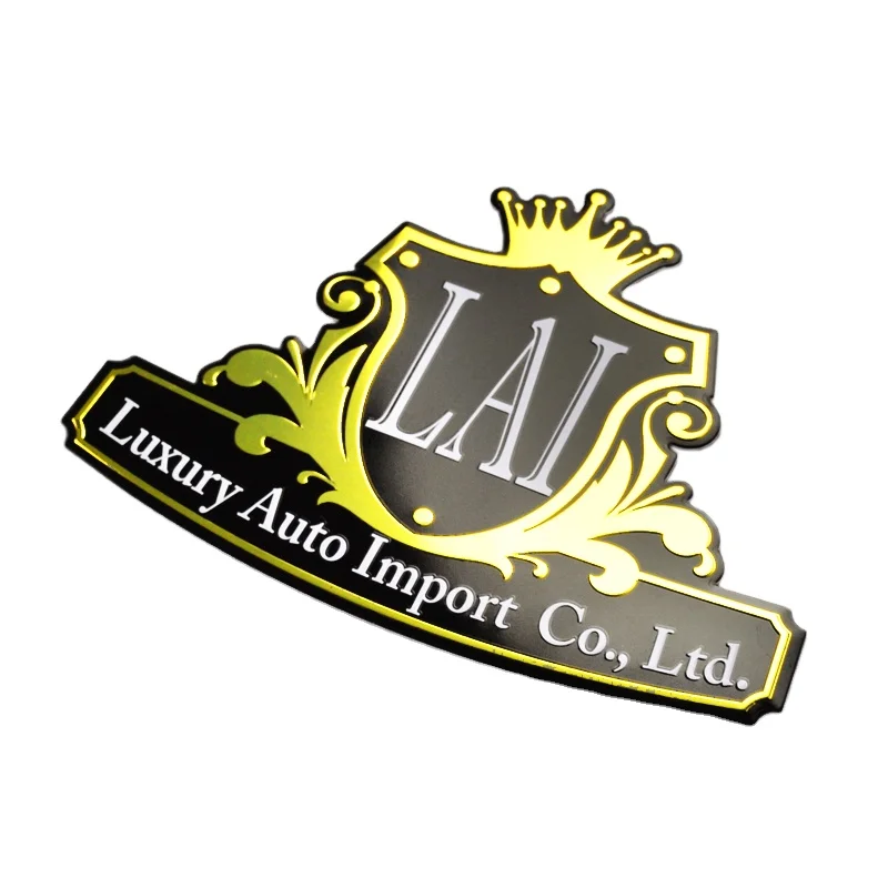Custom print die cut metal label plate Self adhesive brand name logo stickers Anodised aluminium nameplates
