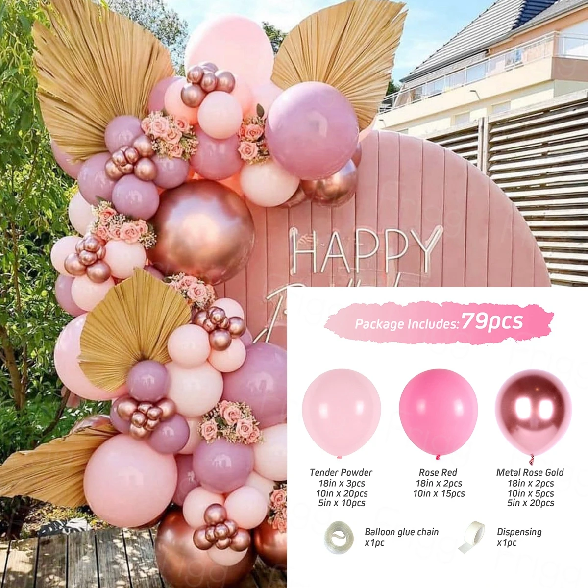 wholesale metal balloon arch pink garland happy birthday balloons set valentines day gift balloons set kit party decoration