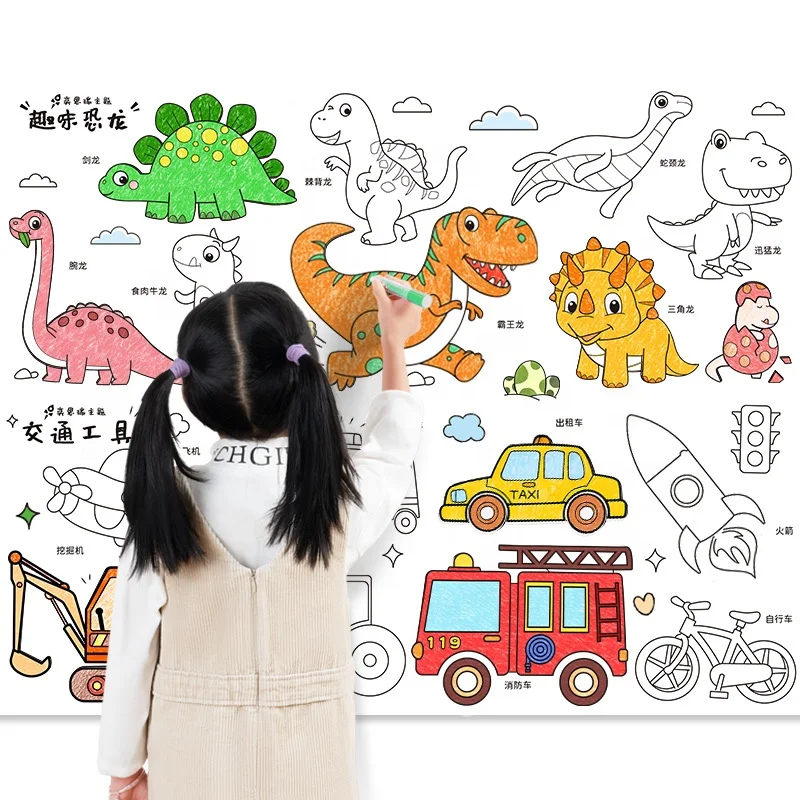 YSR hot sell coloring paper roll no mess different topic art enlightenment kids paint graffiti books Fun Drawing toys for kids