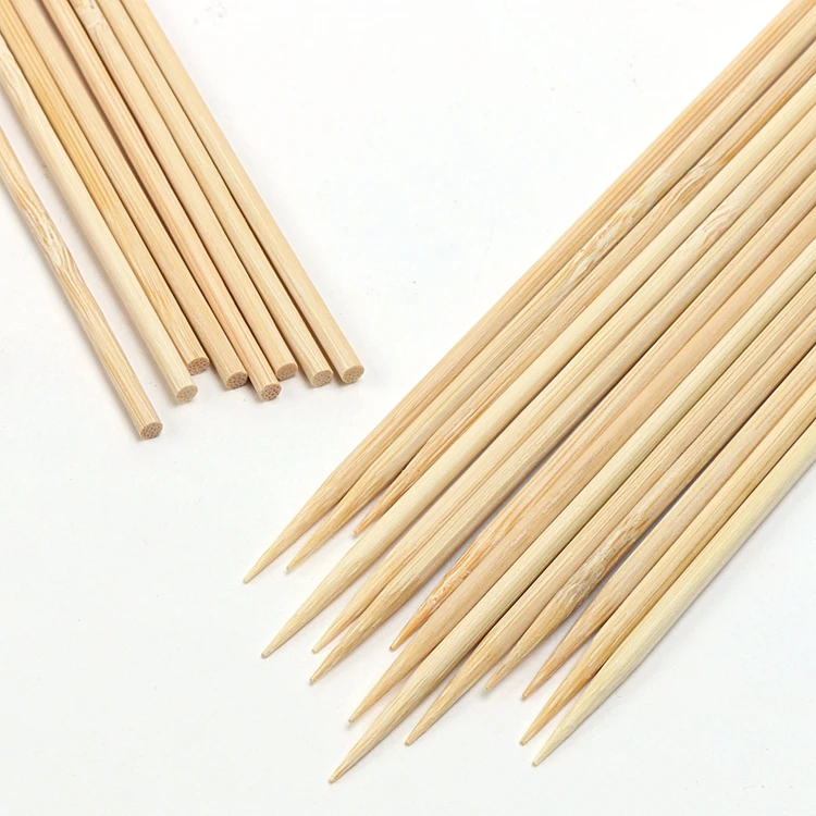 personalize disposable Small Round Meat Thin Hand Made Natural Bamboo Stick For Bbq