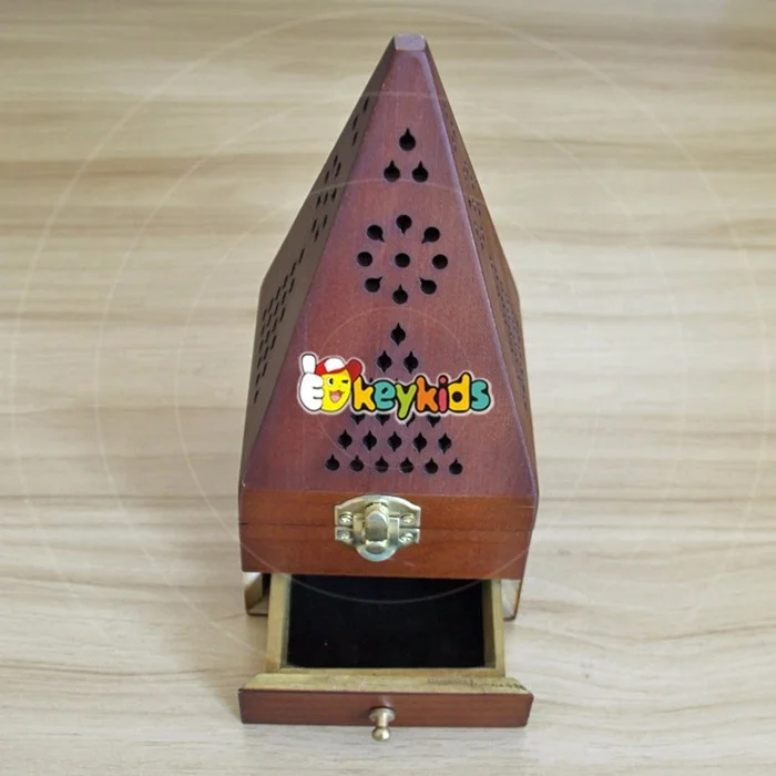 Wholesale cheap antique pyramid design wood incense holder / incense burner W02A258
