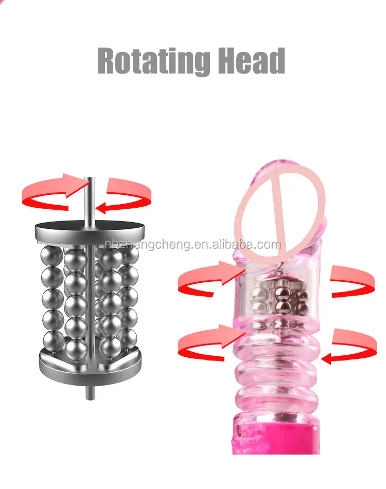 Women G Spot Massager Thrusting Realistic Rotating Head Sex Toy Rabbit Dildo Vibrator