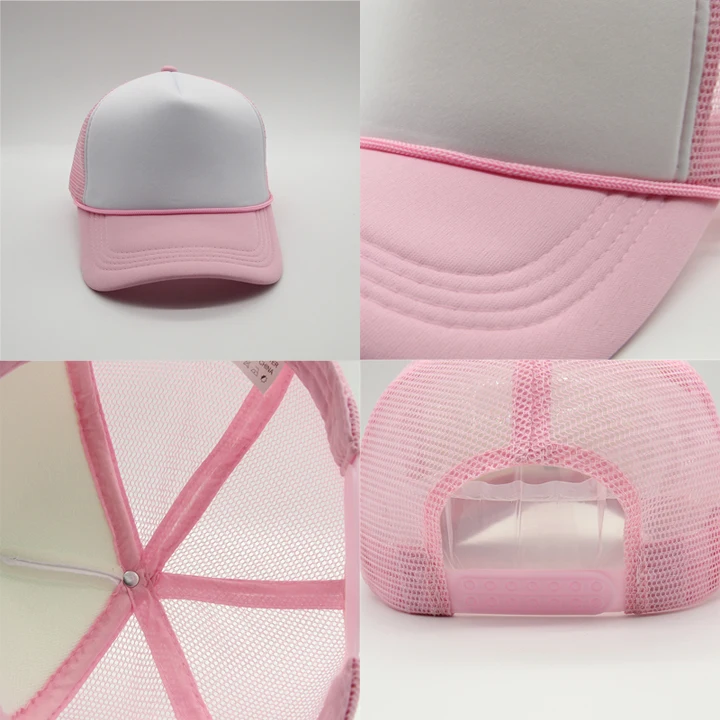 High Quality Custom Black Trucker Hat Plain Blank Foam Mesh Trucker Hat With Rope