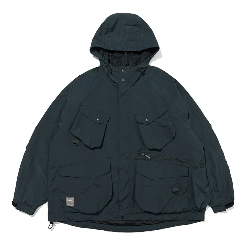 22AW new hooded multi-pocket Japanese workwear outdoor function Loose fitting water repellent rash jacket