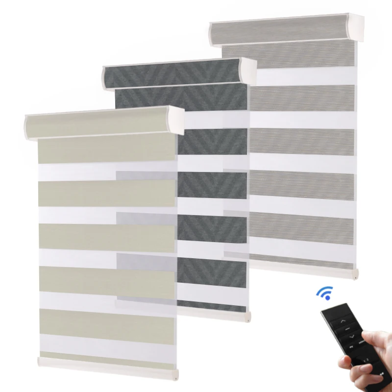 Remote Control Smart Light Filtering and Privacy Zebra Blinds for Bedroom