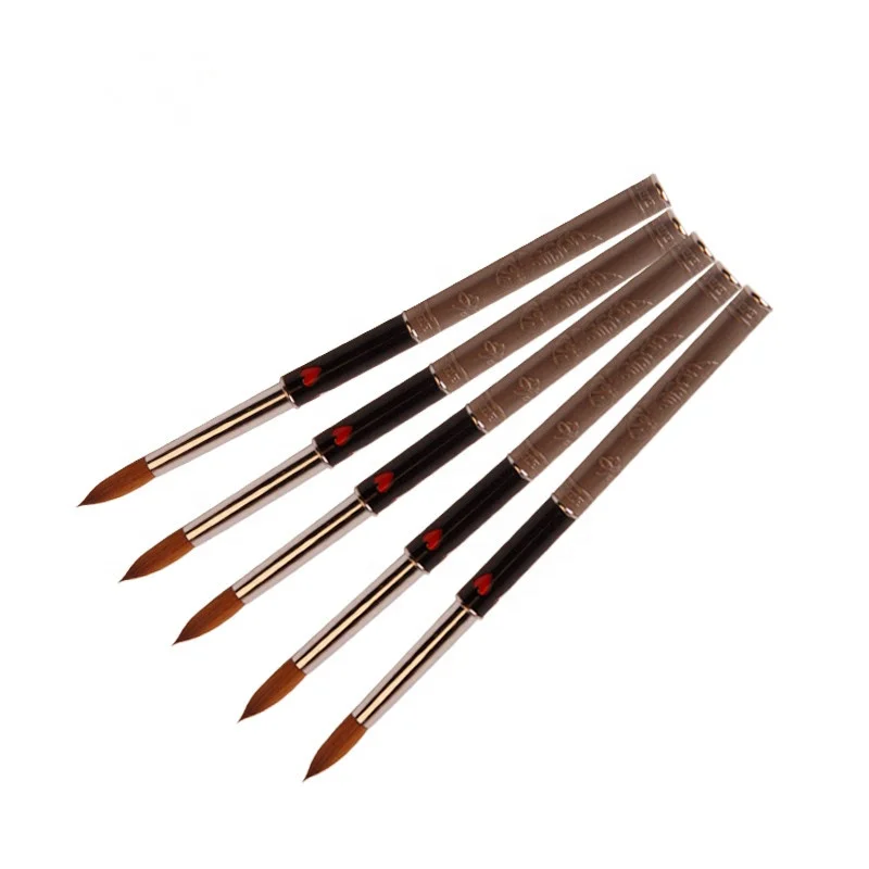 Wooden handle nail art brush very hot sale design pure kolinsky hair round shape nail pen brush