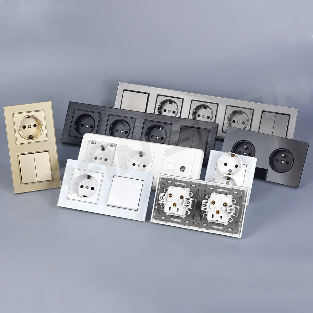 Prise Et Interrupteur eu french 230v 16a built-in multiple power current electrical wall socket