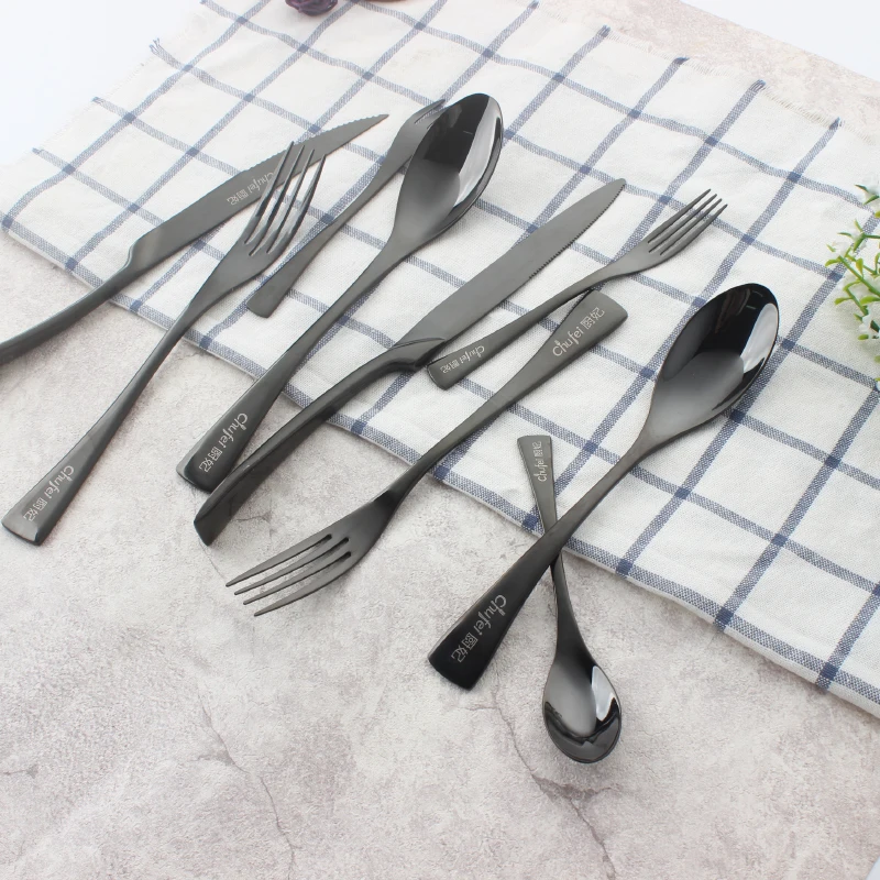kaya PVD coating mirror black metal stainless steel Flatware Set Stainless Steel Cutlery for wedding event restaurant hotel