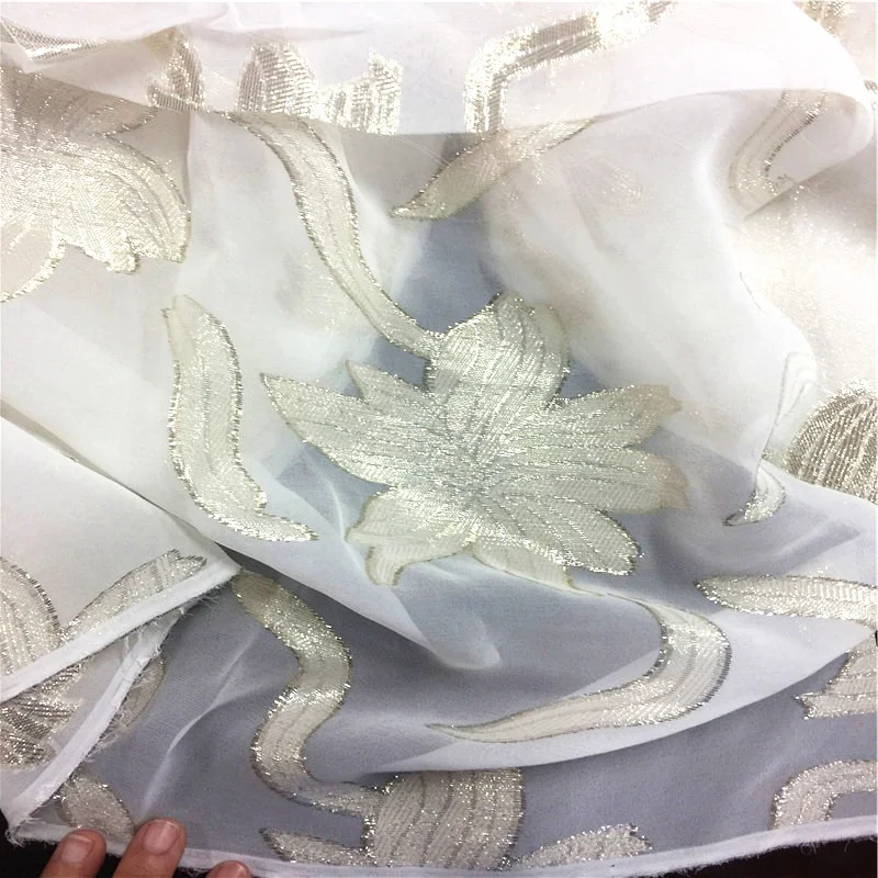 silk metallic blended jacquard  georgette fabric