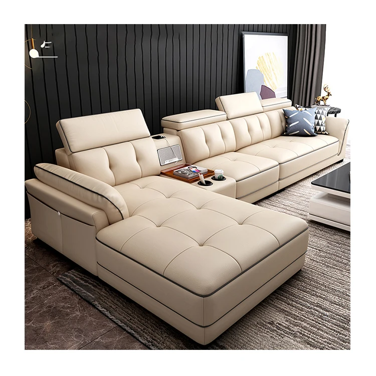 modern Classical modular leisure leather sofa Luxury comfortable living room sectional multifunction sofa furniture set