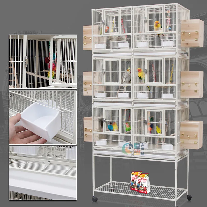 Three Tier Metal Cage with Stand Removable Tray Bird Pigeon Cage Iron square tube bird cage parrot household