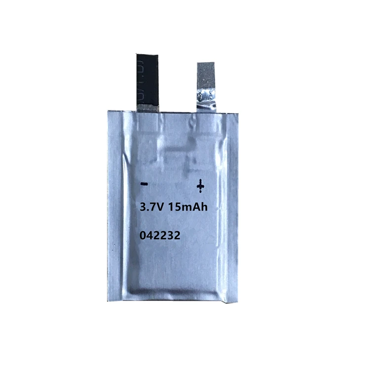 Ultra Thin Battery 042232 thin film LiPo 3.7V rechargeable battery 15mAh thickness 0.45mm