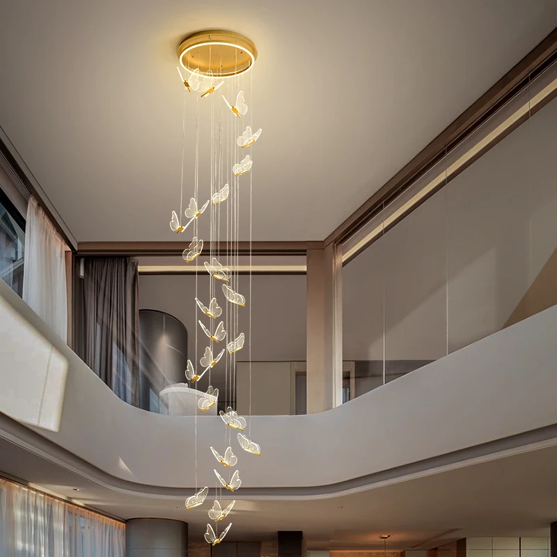  Modern nordic kitchen island dining table acrylic lamp pendant light butterfly led stairway chandeliers