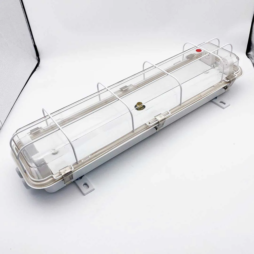 Outdoor t8 tube pendant waterproof 2 x18w marine fluorescent light with emergency lamp holder JCY22-2EF