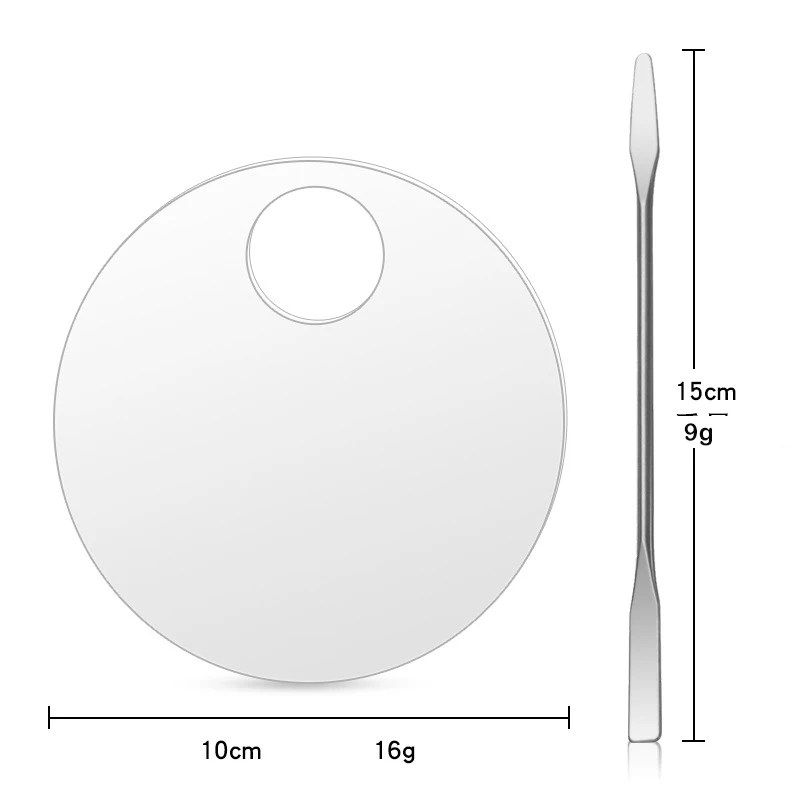 Customized Large Size Round Acrylic Circle Cosmetic Foundation Palette Spatula Set Pellucid Plastic Color Mixer Mix Pallet Tool