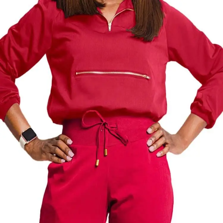 Long Sleeves elastic Stretchy Scrubs Uniforms Wholesale Women Set Suits Nursing Uniforms Scrub Medical