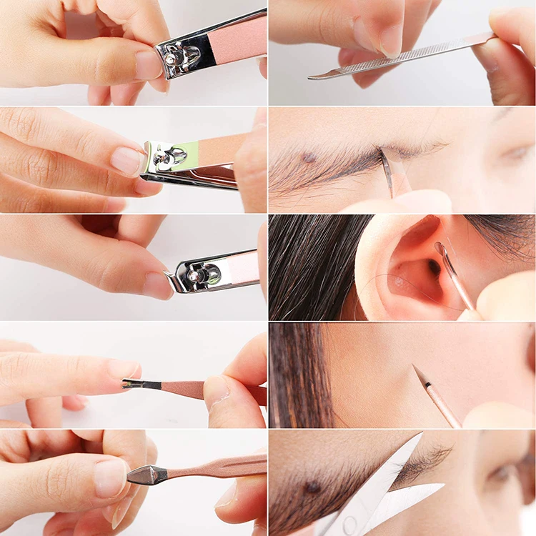 
Best Selling Women Pink Coated Nail Care Tool Gift Set 10 Pieces Nail Manicure Pedicure Set 