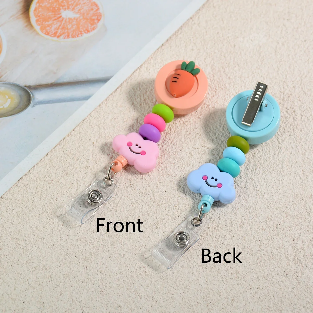 Cute Cartoon Silicone Beads Clouds Badge Reel For Holder With Alligator Clip Retractable ID Card For Doctors Nursing Accessories