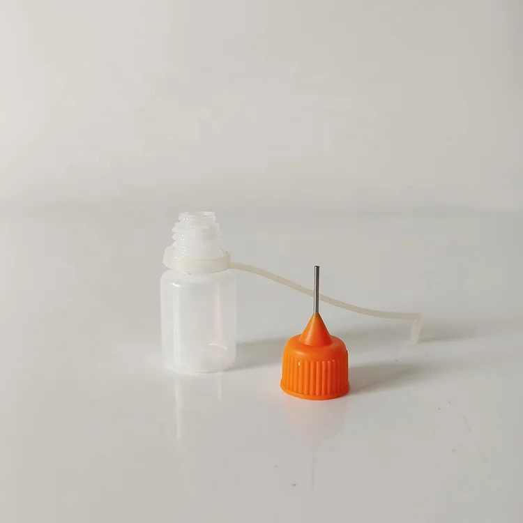 Empty 10ml plastic PE glue eye dropper bottles needle tip squeeze bottle with cap