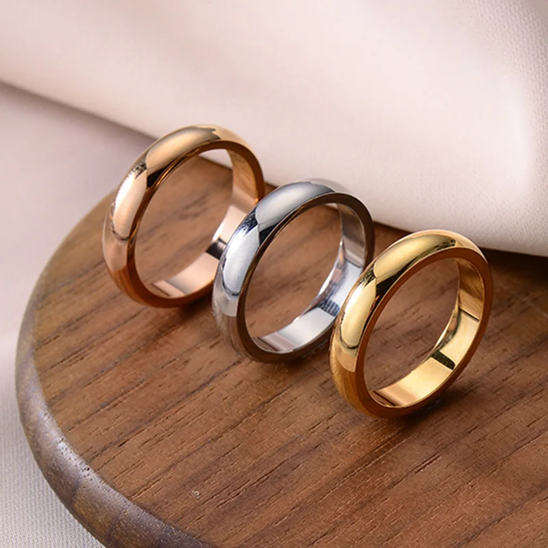 Popular promotional new fashion titanium steel silver wide ring matching ring for couples