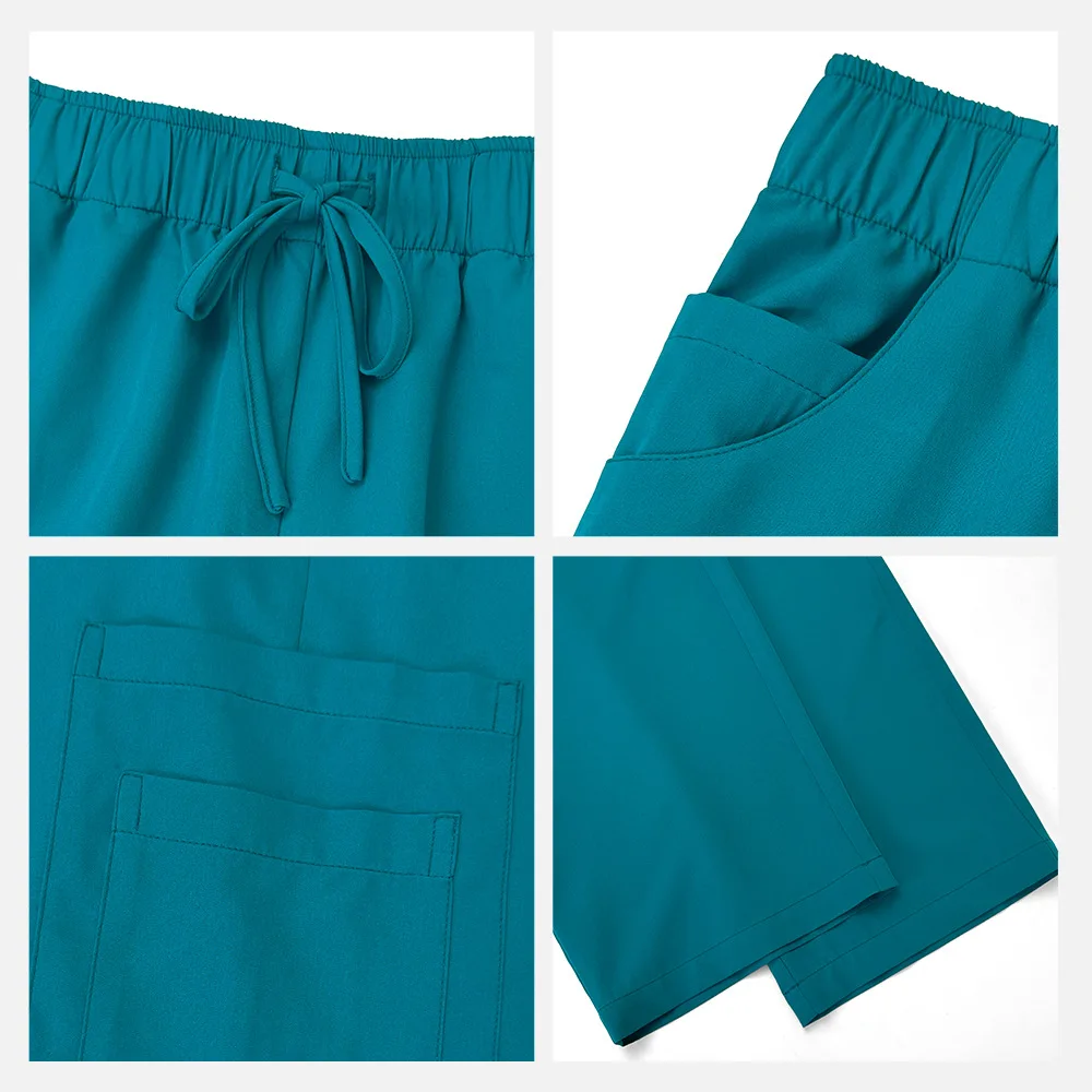 New design v neck unisex medical surgical uniforms set mens workwear stretch working staff uniforms with logo custom