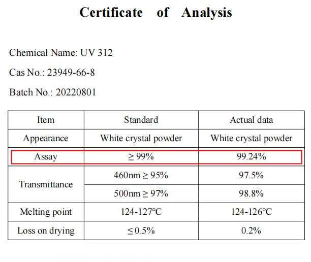 UV Absorber 312 UV 312 Purity Min 99% Cas No.: 23949-66-8