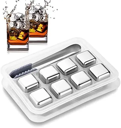 Customized Whiskey Ice Stone Set and Whiskey Ice Cube Gift Set and Stainless Steel Ice Cubes Deluxe and Whiskey Stones