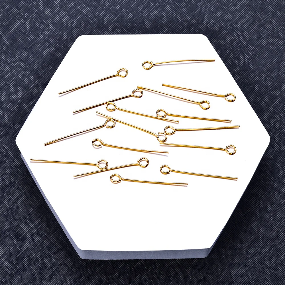 18K Gold Head Pins for Jewelry Making Eye Pins Brass Dressmaker Headpins Jewellery Supplies Kit for Crafting Earrings Bracelets