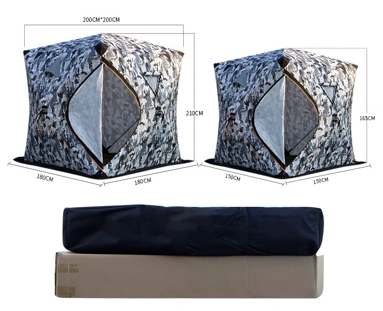 Custom Outdoor Shelter Ice Cube Winter Fishing Portable Tenting Square Automatic Pop Up Hiking Insulated Camping Tent For Party