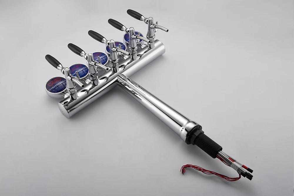 Top Quality T Type 5 Taps SS304 Beer Tower Draft Beer Font Dispenser Flow for Kegerator Bar Home