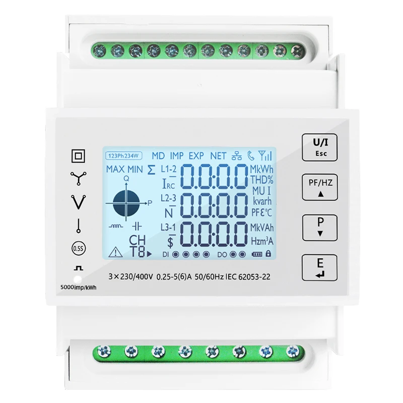 With 3PCS RS485 Modbus 50/100/15/200CT 230VAC Din Rail 3 Phase Energy Monitor Consumption Power Meter kwh Ammeter
