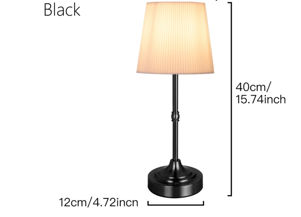 Bedside Dining Room Touch Sensor Control 3-Level Brightness Cordless LED Metal Led Table Light Portable Fabric Shade Desk Lamp