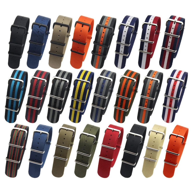Custom Logo Universal Couples Nylon Canvas Sport Watch Straps for Nato Fabric Nylon Watch Straps 12mm 14mm 16mm 18mm 20mm 22mm