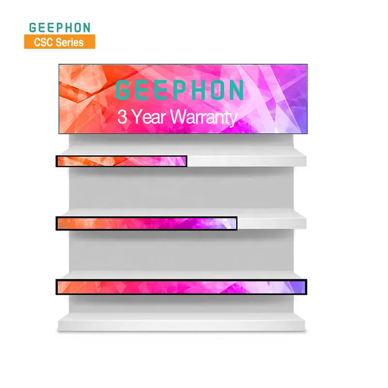 Geephon High performance Processor Android Digital shelf edge screen advertising IPS Commercial Panel Stretched bar Lcd display