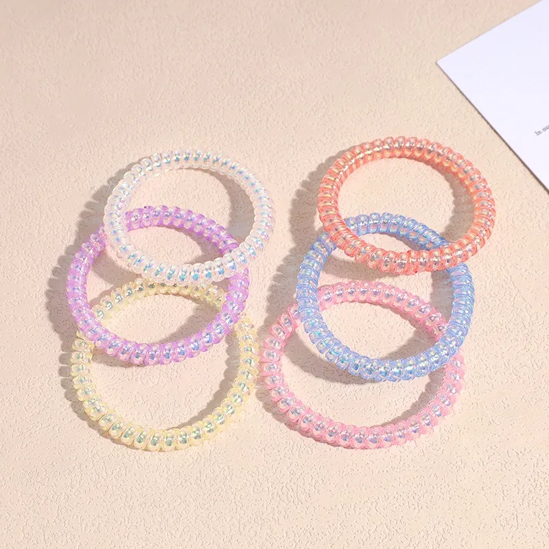 Mermaid Colorful Phone Cord Hair Ring Female Hair Rope Phantom Telephone Scrunchies Plastic Line Elastic Rubber Band Hair Tie