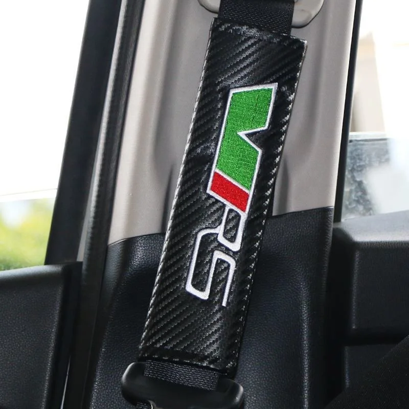 Customized Logo Car Seat Belts Strap Cushions Carbon Fiber Pattern Shoulder Guard Universal Car Seatbelt Pads Cover
