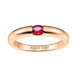 Rochime ins style  oval cut single gemstone  ruby ring band  925 sterling silver customized jewelry for women