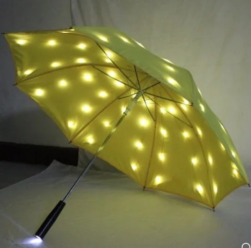 LED Lightsaber Umbrella - Laser Lighted Golf Umbrellas with 7 Color Changing On the Shaft / Built in Torch at Bottom