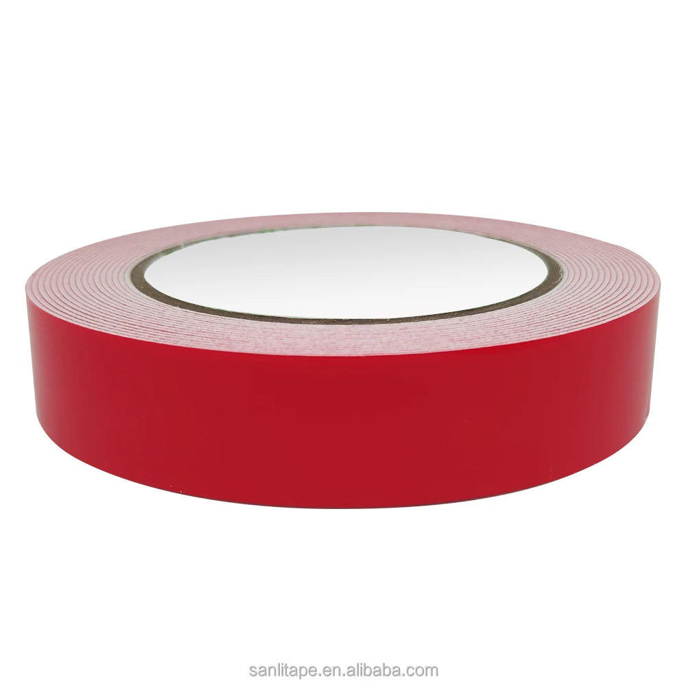 Factory Double Sided Adhesive Foam Tape  Red Film High Sticky White PE foam 1mm* 25mm*2m