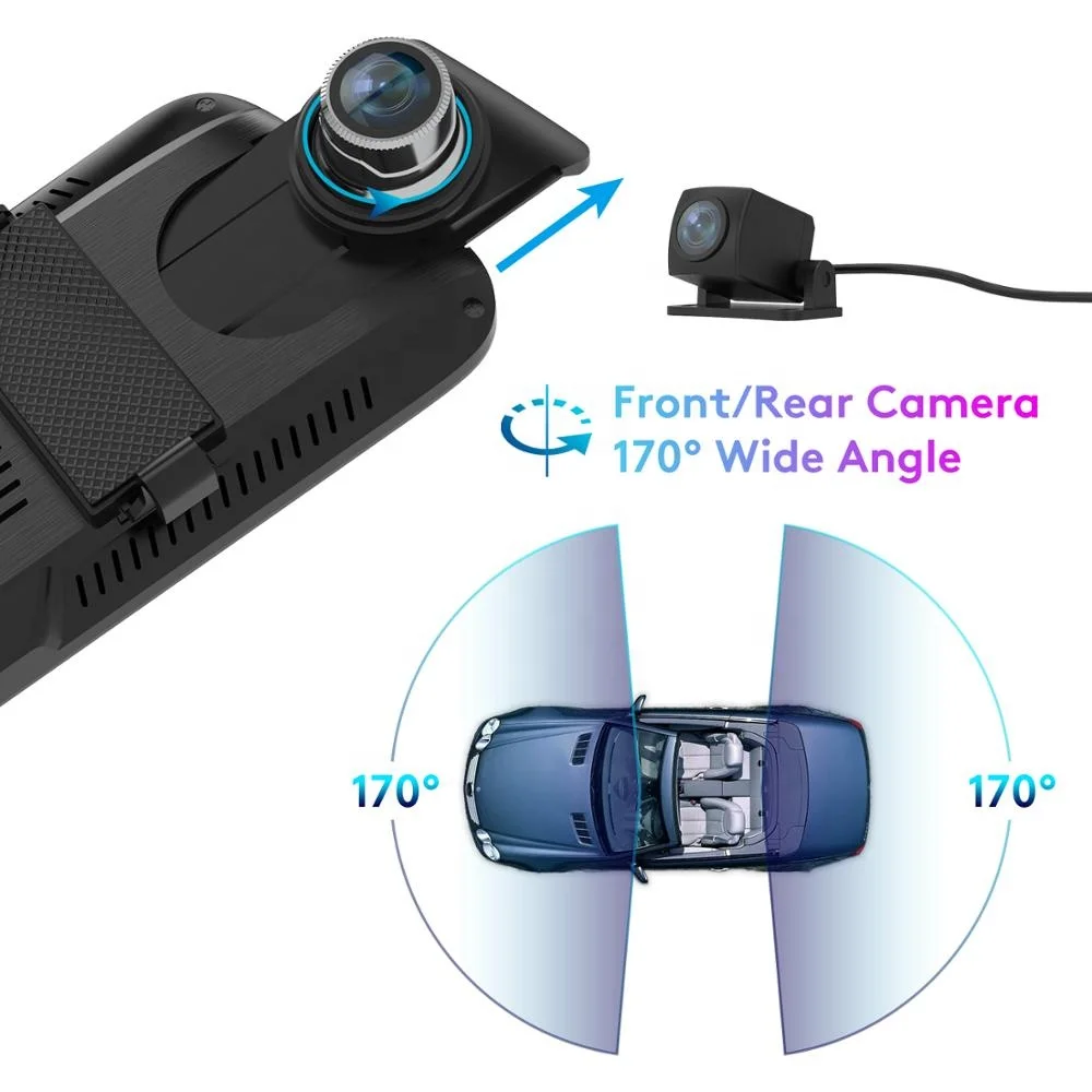 ThiEYE Car Camera CarView 2 Dual Lens Full HD 1080P Mirror Rearview 10 inch With Touch Screen Video Recorder Camcorder